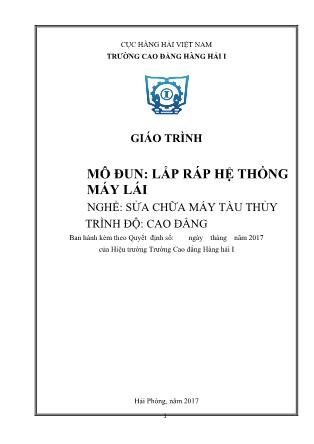 Giáo trình mô đun Lắp ráp hệ thống máy lái - Nghề: Sửa chữa máy tàu thủy