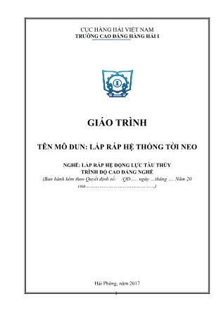 Giáo trình mô đun Lắp ráp hệ thống tời neo - Nghề: Lắp ráp hệ động lực tàu thủy