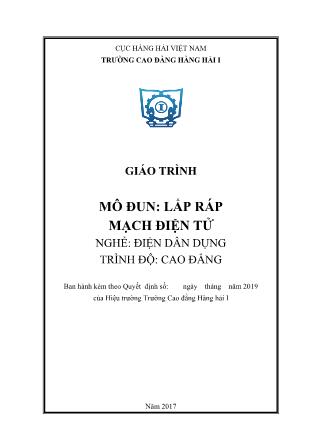 Giáo trình mô đun Lắp ráp mạch điện tử - Nghề: Điện dân dụng