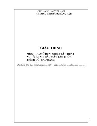 Giáo trình mô đun Nhiệt kỹ thuật - Nghề: Khai thác máy tàu thủy