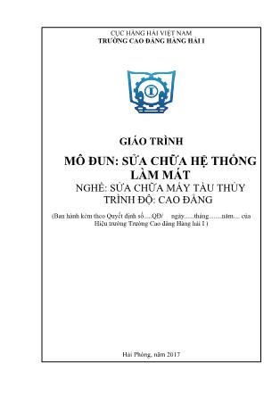 Giáo trình mô đun Sửa chữa hệ thống làm mát - Nghề: Sửa chữa máy tàu thủy