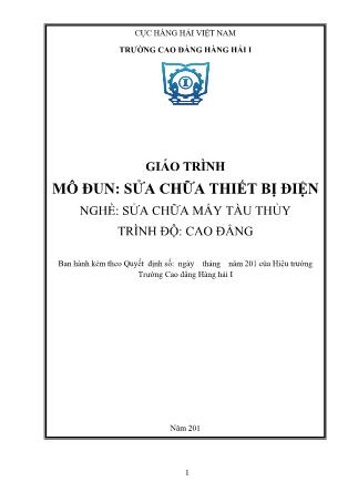 Giáo trình mô đun Sửa chữa thiết bị điện - Nghề: Sửa chữa máy tàu thủy