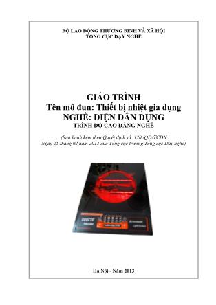 Giáo trình mô đun Thiết bị nhiệt gia dụng - Nghề: Điện dân dụng