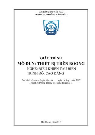 Giáo trình mô đun Thiết bị trên boong - Nghề: Điều khiển tàu biển