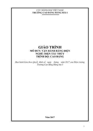 Giáo trình mô đun Vận hành bảng điện - Nghề: Điện tàu thủy