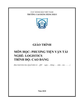 Giáo trình Phương tiện vận tải - Nghề: Logistics