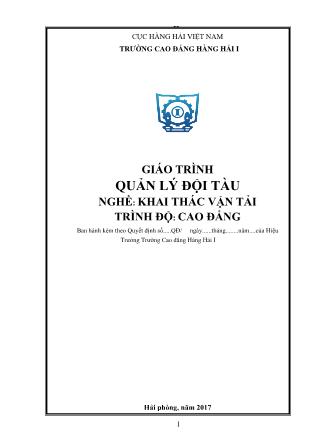Giáo trình Quản lý đội tàu - Nghề: Khai thác vận tải