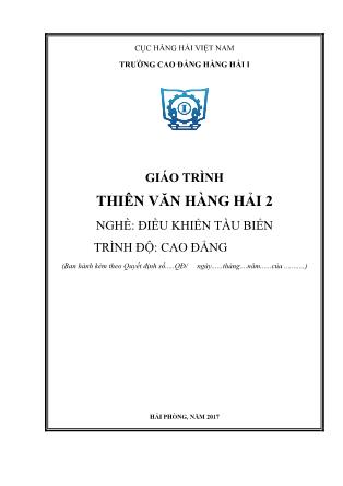Giáo trình Thiên văn hàng hải 2 - Nghề: Điều khiển tàu biển