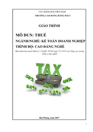Giáo trình Thuế - Ngành/nghề: Kế toán doanh nghiệp