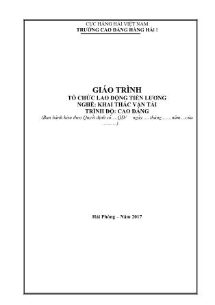 Giáo trình Tổ chức lao động tiền lương - Nghề: Khai thác vận tải
