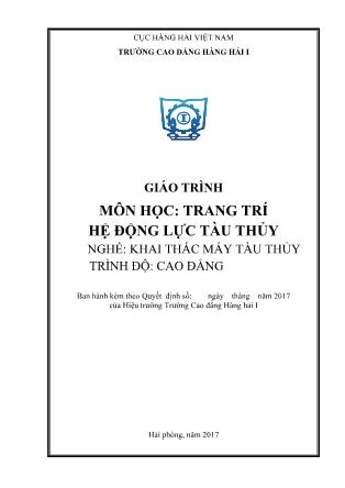 Giáo trình Trang trí hệ động lực tàu thủy - Nghề: Khai thác máy tàu thủy