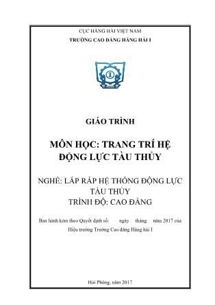 Giáo trình Trang trí hệ động lực tàu thủy - Nghề: Lắp ráp hệ thống động lực tàu thủy