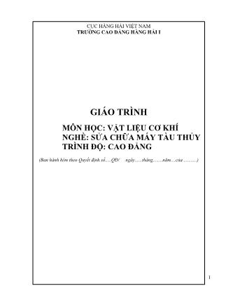 Giáo trình Vật liệu cơ khí - Nghề: Sửa chữa máy tàu thủy