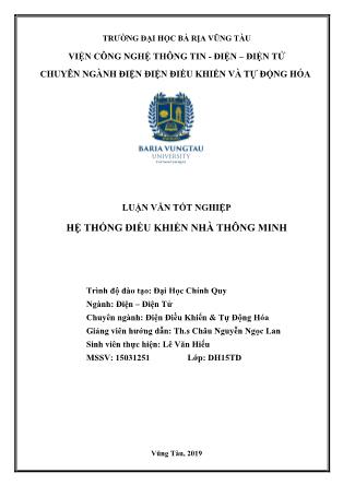 Luận văn Hệ thống điều khiển nhà thông minh