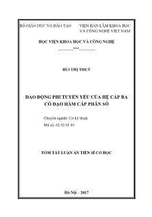 Tóm tắt Luận án Dao động phi tuyến yếu của hệ cấp ba có đạo hàm cấp phân số
