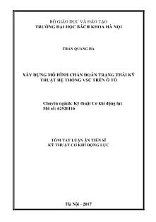Tóm tắt Luận án Xây dựng mô hình chẩn đoán trạng thái kỹ thuật hệ thống VSC trên ô tô