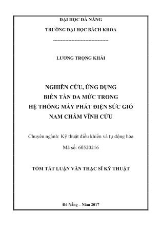 Tóm tắt Luận văn Nghiên cứu, ứng dụng biến tần đa mức trong hệ thống máy phát điện sức gió nam châm vĩnh cửu