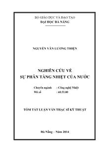 Tóm tắt Luận văn Nghiên cứu về sự phân tầng nhiệt của nước