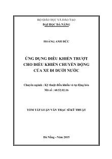 Tóm tắt Luận văn Ứng dụng điều khiển trượt cho điều khiển chuyển động của xe đi dưới nước