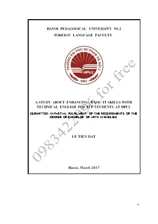 A study about enhancing basic it skills with technical English for FLF students at HPU2