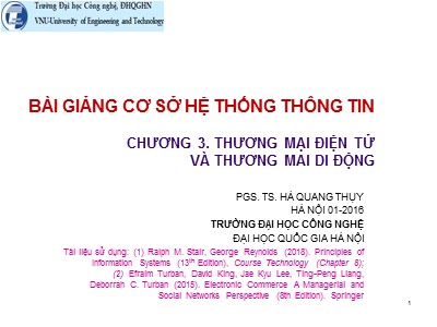 Bài giảng Cơ sở hệ thống thông tin - Chương 3: Thương mại điện tử và thương mai di động - Hà Quang Thụy