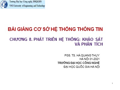Bài giảng Cơ sở hệ thống thông tin - Chương 8: Phát triển hệ thống khảo sát và phân tích - Hà Quang Thụy