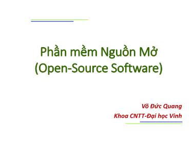 Bài giảng Phần mềm nguồn mở (Open-Source Software) - Chương 2: Phát triển PM nguồn mở - Võ Đức Quang