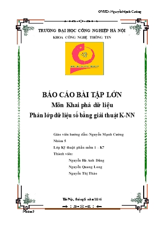 Bài tập lớn Khai phá dữ liệu - Chủ đề: Phân lớp dữ liệu số bằng giải thuật K-NN - Nguyễn Hà Anh Dũng