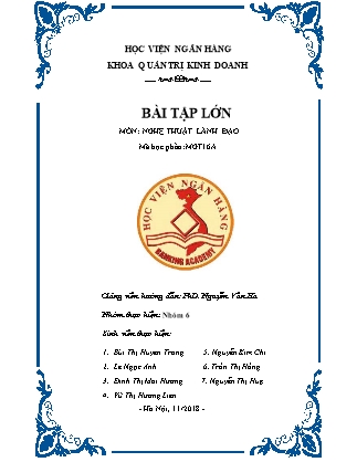 Bài tập lớn môn Nghệ thuật lãnh đạo