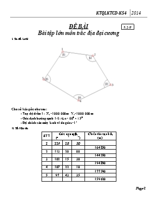 Bài tập lớn môn Trắc địa đại cương