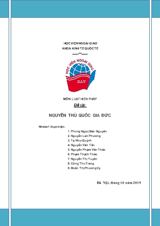 Bài tập nhóm môn Luật hiến pháp - Đề tài: Nguyên thủ quốc gia Đức