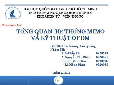 Bài thuyết trình Đồ án Tổng quan hệ thống mimo và kỹ thuật OFDM
