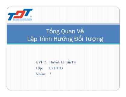 Bài thuyết trình Tổng quan về lập trình hướng đối tượng