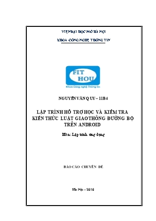 Báo cáo Chuyên đề Lập trình hỗ trợ học và kiểm tra kiến thức luật giao thông đường bộ trên Android