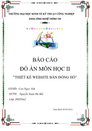 Báo cáo Đồ án môn học II: Thiết kế website bán đồng hồ