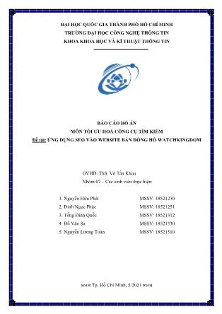 Báo cáo Đồ án môn Tối ưu hoá công cụ tìm kiếm - Đề tài: Ứng dụng seo vào website bán đồng hồ Watchkingdom