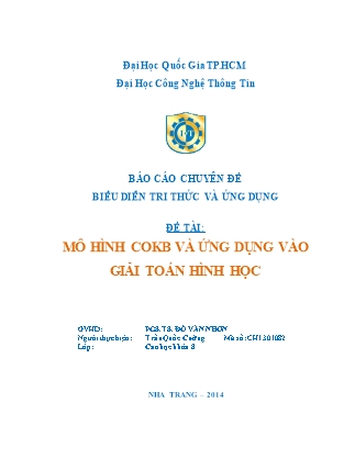Báo cáo môn Biểu diễn tri thức và ứng dụng - Đề tài: Mô hình Cokb và ứng dụng vào giải toán hình học