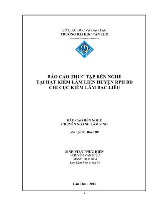 Báo cáo Thực tập rèn nghề tại Hạt kiểm lâm liên huyện RPH BĐ Chi cục kiểm lâm Bạc Liêu