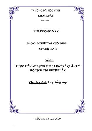 Báo cáo thực tập Thực tiễn áp dụng pháp luật về quản lý hộ tịch tại huyện Lắk