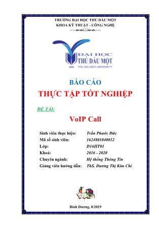 Báo cáo Thực tập tốt nghiệp - Đề tài: Voip Call