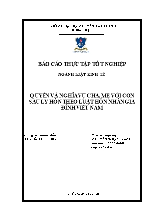 Báo cáo thực tập tốt nghiệp Quyền và nghĩa vụ cha, mẹ với con sau ly hôn theo luật hôn nhân gia đình Việt Nam