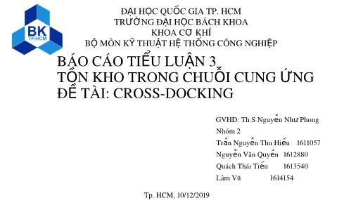 Báo cáo tiểu luận Tồn kho trong chuỗi cung ứng - Đề tài: Cross­docking