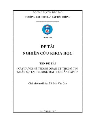 Đề tài Xây dựng hệ thống quản lý thông tin nhân sự tại trường Đại học Dân lập Hải Phòng