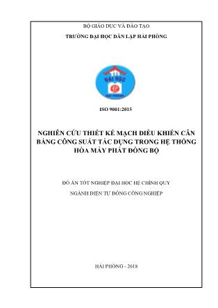 Đồ án Nghiên cứu thiết kế mạch điều khiển cân bằng công suất tác dụng trong hệ thống hòa máy phát đồng bộ