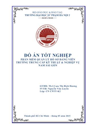Đồ án Phần mềm quản lý hồ sơ Đảng viên trường Trung cấp Kỹ thuật & Nghiệp vụ Nam Sài Gòn