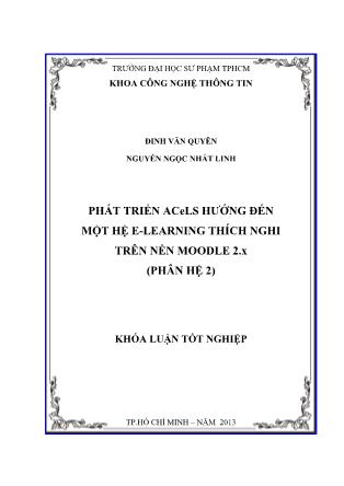 Khóa luận Phát triển ACeLS hướng đến một hệ E-learning thích nghi trên nền Moodle 2.x (Phân hệ 2)