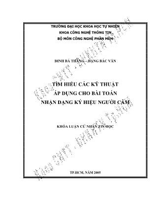 Khóa luận Tìm hiểu các kỹ thuật áp dụng cho bài toán nhận dạng ký hiệu người câm