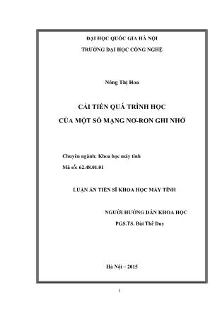 Luận án Cải tiến quá trình học của một số mạng nơ-ron ghi nhớ