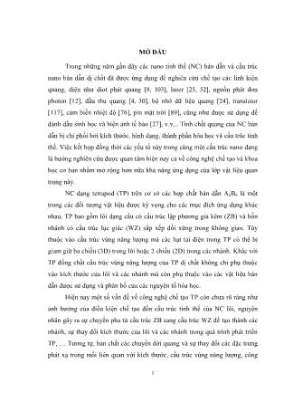 Luận án Chế tạo vật liệu CdSe/CdS cấu trúc nano dạng tetrapod và nghiên cứu tính chất quang của chúng
