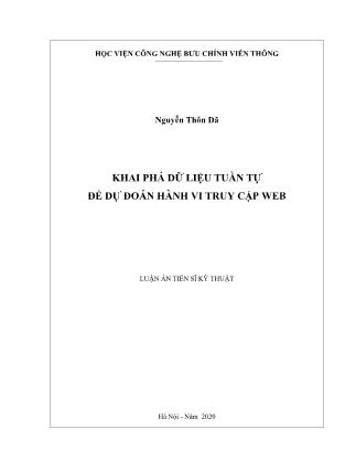 Luận án Khai phá dữ liệu tuần tự để dự đoán hành vi truy cập web